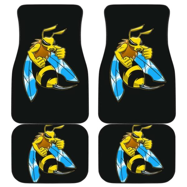 Angry Bee In Black Theme Car Floor Mats