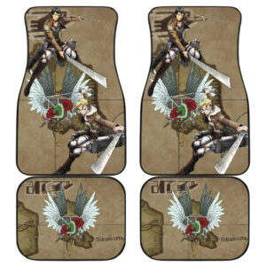 Attack On Titan Anime Car Floor Mats AOT Annie Leonhart And Bertholdt Hoover Fighting For Rose Freedom Car Mats