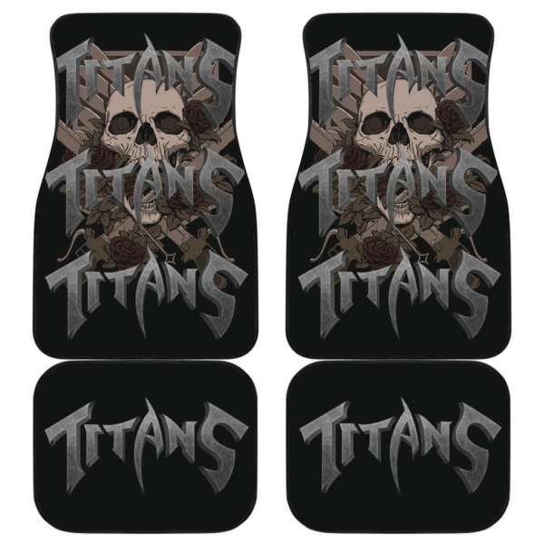 Attack On Titan Anime Skull With Roses And Swords Car Floor Mats