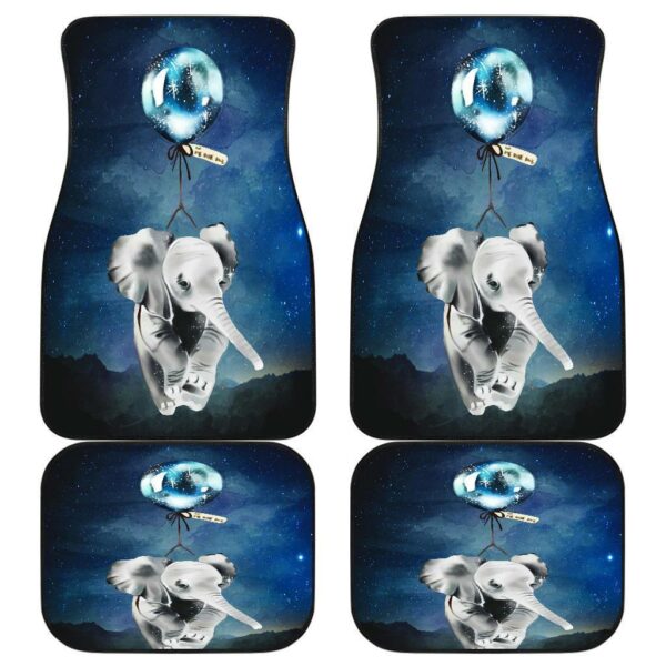 Baby Elephant Flying with Balloons n Night Sky Car Floor Mats 191018