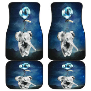 Baby Elephant Flying with Balloons n Night Sky Car Floor Mats