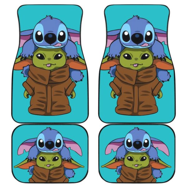 Baby Yoda And Stitch Car Floor Mats Disney Movies Fan Gift H0118