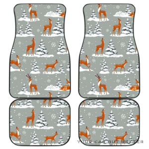 Beautiful Deers Winter Christmas Front And Back Car Mats 045109 T1120