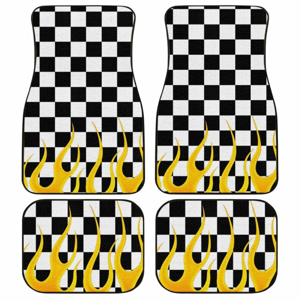 Black and White Checker Frame Car Floor Mats