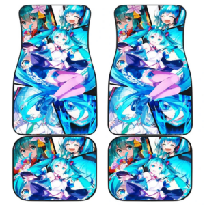 Blue Hatsune Miku Cute Girl Manga Car Mats 191018