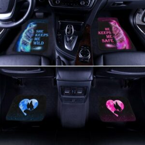 Blue & Pink Wolf Car Floor Mats Custom Couple Car Accessories