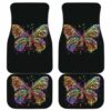 Buffterfly Colorfull In Black Theme Car Floor Mats