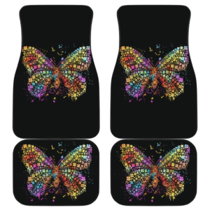 Buffterfly Colorfull in black theme Car Floor Mats 191021