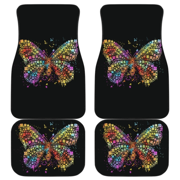 Buffterfly Colorfull in black theme Car Floor Mats 191021