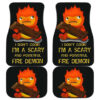 Calcifer Ghibli in black theme Car Floor Mats 191021