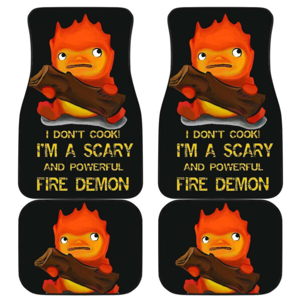 Calcifer Ghibli in black theme Car Floor Mats 191021