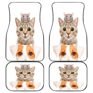 Cat Dog Mice Funny in white theme Car Floor Mats 191021