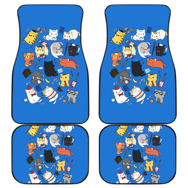 Cats Chibi Funniest in Blue theme Car Floor Mats 191021