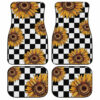 Checkerboard Sunflower Car Floor Mats Custom Car Accessories Gifts Idea