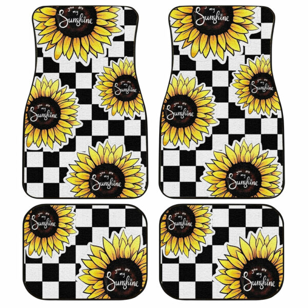 Checkerboard Sunflower Car Floor Mats Custom Sunshine Car Accessories