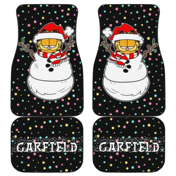 Christmas Car Floor Mats | Garfield Fat Cat In Snowman Xmas Night Car Mats