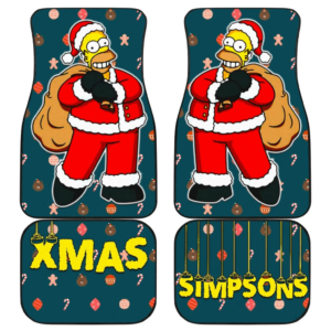 Christmas Car Floor Mats | Simpsons Wearing Santa Claus Clothes Xmas Cosplay Car Mats