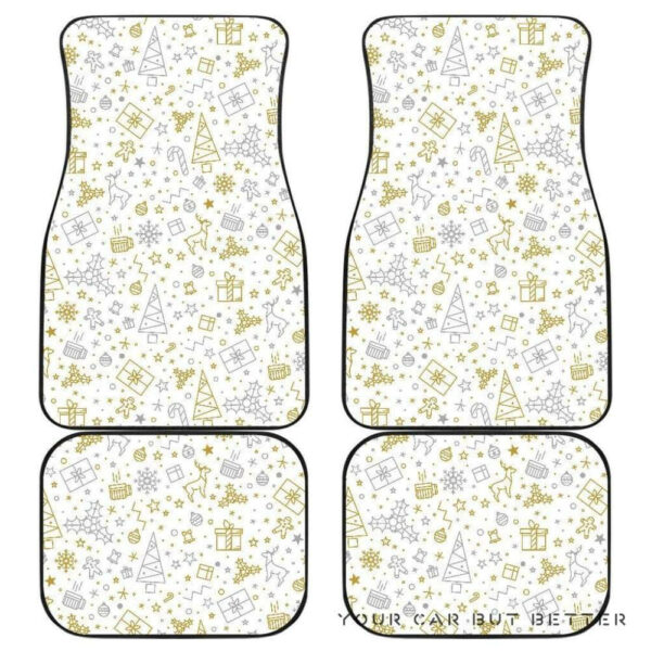 Christmas Tree Christmas Element Silver Gold Pattern Front And Back Car Mats 045109 T1120