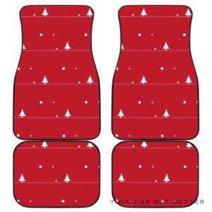 Christmas Tree Star Snow Red Background Front And Back Car Mats 045109 T1120