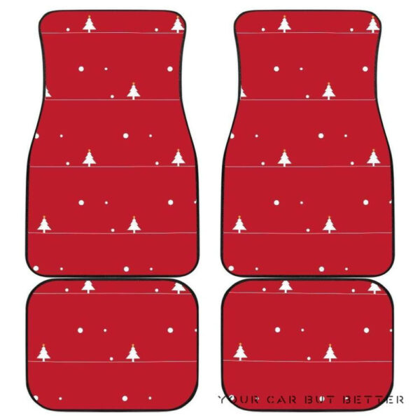 Christmas Tree Star Snow Red Background Front And Back Car Mats 045109 T1120