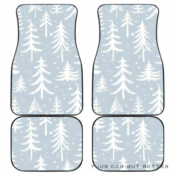 Christmas Tree Winter Forest Pattern Front And Back Car Mats 045109 T1120