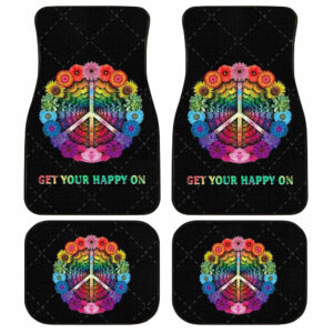 Colorful Flower Peace Car Floor Mats Get Your Happy On Car Accessories