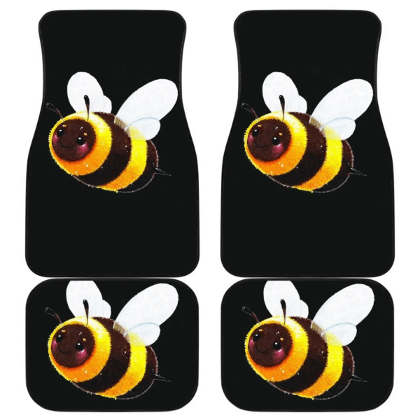 Cute Bee Smile in black theme Car Floor Mats 191018