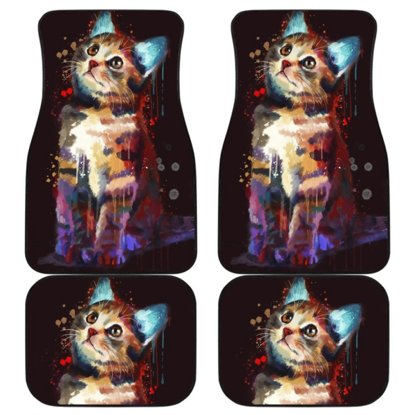 Cute Cat Art in black theme Car Floor Mats 191021