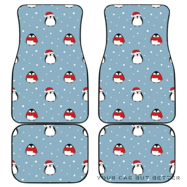 Cute Penguin Christmas Snow Pattern Front And Back Car Mats 045109 T1120