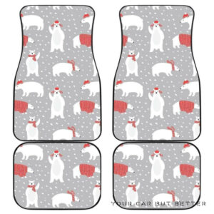 Cute Polar Bear Christmas Snow Pattern Front And Back Car Mats 045109 T1120