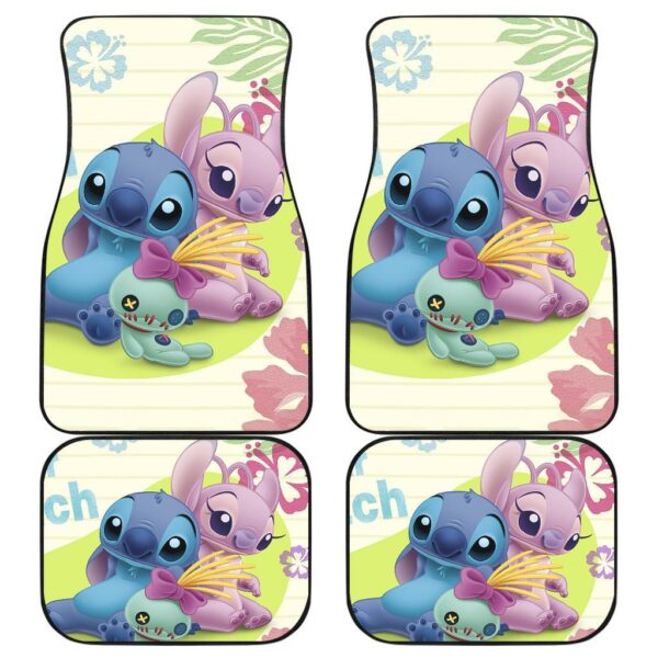 Cute Stitch Love Car Floor Mats Disney Cartoon Fan Gift H200307