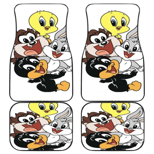 Cuties Baby Animal Looney Tunes in white theme Car Floor Mats 191018