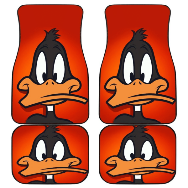 Daffy Duck Face Cartoon in Orange theme Car Floor Mats 191021