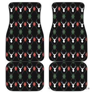 Deer Christmas New Year Pattern Argyle Front And Back Car Mats 045109 T1120