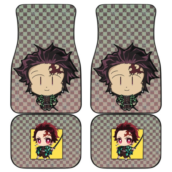 Demon Slayer Anime Car Floor Mats – Cute Chibi Tanjiro Big Head Cloak Pattern Car Mats