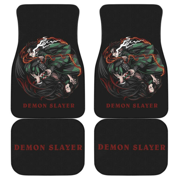 Demon Slayer Anime Car Floor Mats – Tanjiro And Nezuko Kamado Power In Circle Car Mats