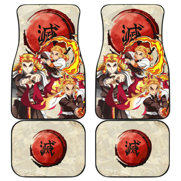 Demon Slayer Anime Rengoku Fire Breath Power Red Sun Car Floor Mats