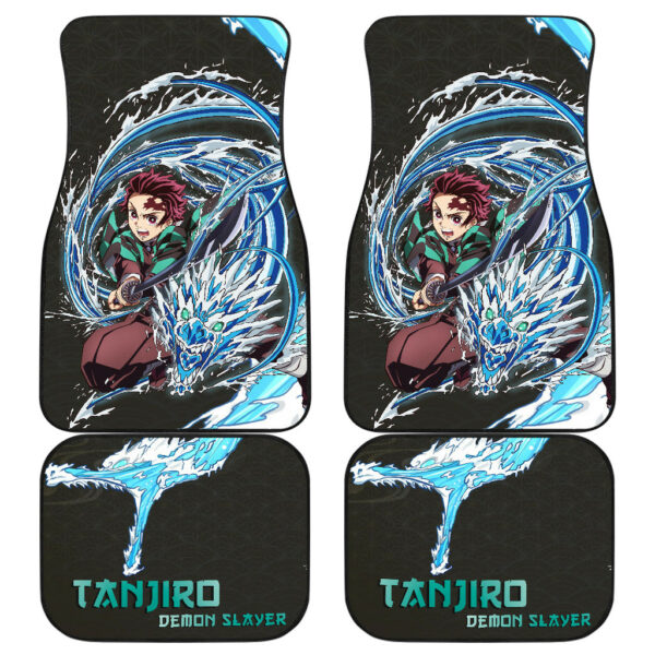 Demon Slayer Anime Tanjiro Water Breath Dragon Power Black Pattern Car Floor Mats