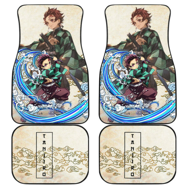 Demon Slayer Anime Tanjiro Water Breath Power Vintage Cloud Pattern Car Floor Mats