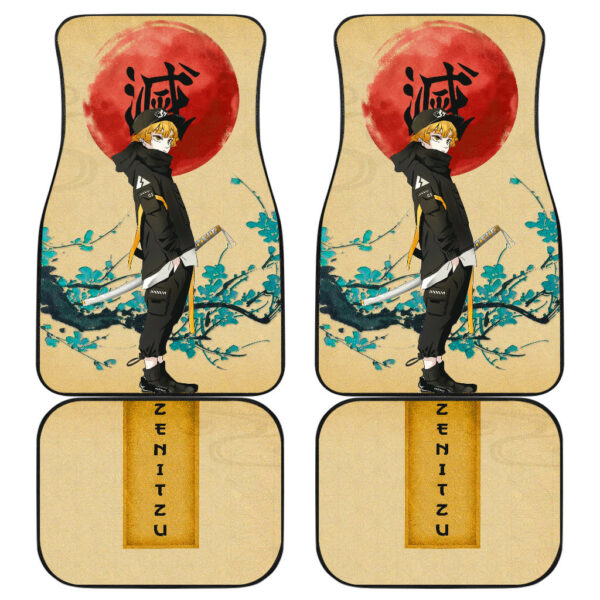 Demon Slayer Anime Zenitsu Wearing Modern Clothes Yellow Theme Car Floor Mats