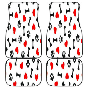 Dog Paw Bones Heart Front and Back Car Floor Mats T051920