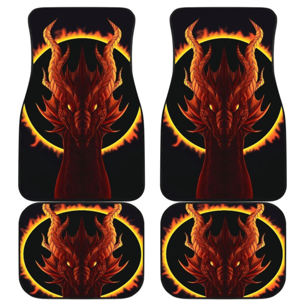 Dragon Head Fire Drake in black theme Car Floor Mats 191021