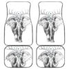 Elephant Art in White theme Car Floor Mats