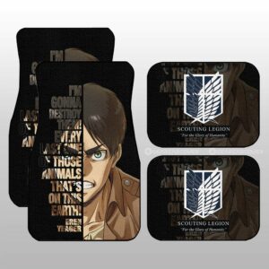 Eren Yeager Quotes Car Floor Mats Custom Attack On Titan Anime Car Accessories