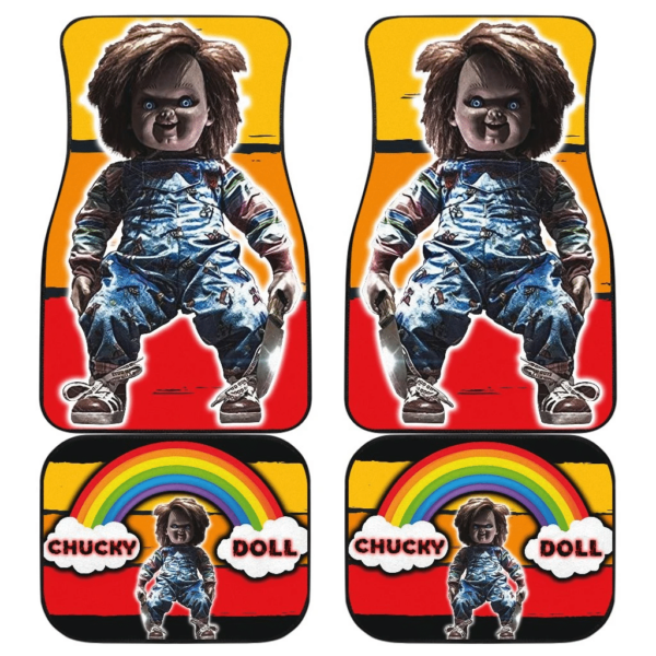 Horror Movie Scary Chucky Doll Vintage Rainbow Car Floor Mats